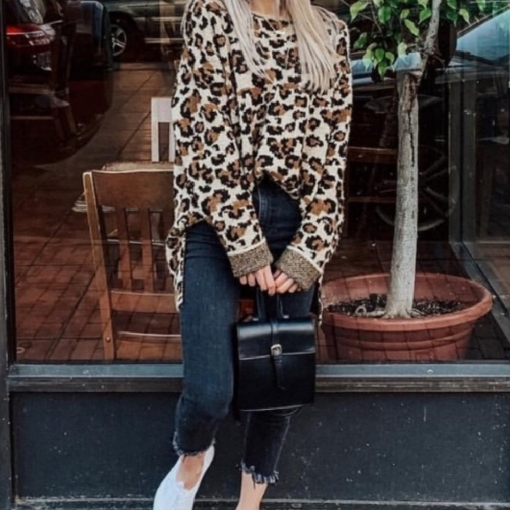 Philosophy Oversized Cozy Animal Print Pullover Sweater XL